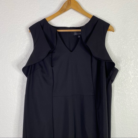 Eloquii Black Folded Shoulder Sheath Dress - Picture 4 of 8